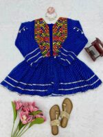 Navratri Special Blue Color Faux Georgette Fabric Real Mirror Kediya Style Top