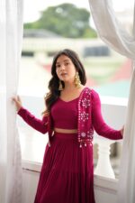 Navratri Special Dark Pink Color Rayon Fabric Gota Patti Lace Work Koti Style Lehenga