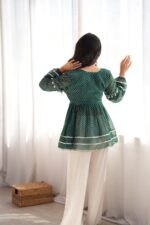 Navratri Special Green Color Faux Georgette Fabric Real Mirror Kediya Style Top