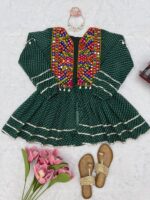 Navratri Special Green Color Faux Georgette Fabric Real Mirror Kediya Style Top
