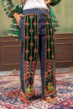 Navratri Special Green Color Faux Georgette Fabric Real Mirror Work Kediya Jeans Set