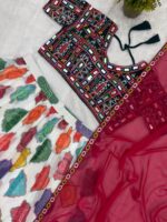 Navratri Special Multi Color Faux Georgette Fabric Print Work With Embroidery Work Lehenga
