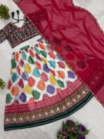Navratri Special Multi Color Faux Georgette Fabric Print Work With Embroidery Work Lehenga