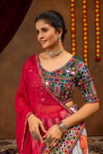 Navratri Special Multi Color Faux Georgette Fabric Print Work With Embroidery Work Lehenga