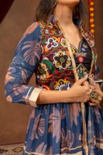 Navratri Special Multi Color Faux Georgette Fabric Real Mirror Work Shrug Jeans Set
