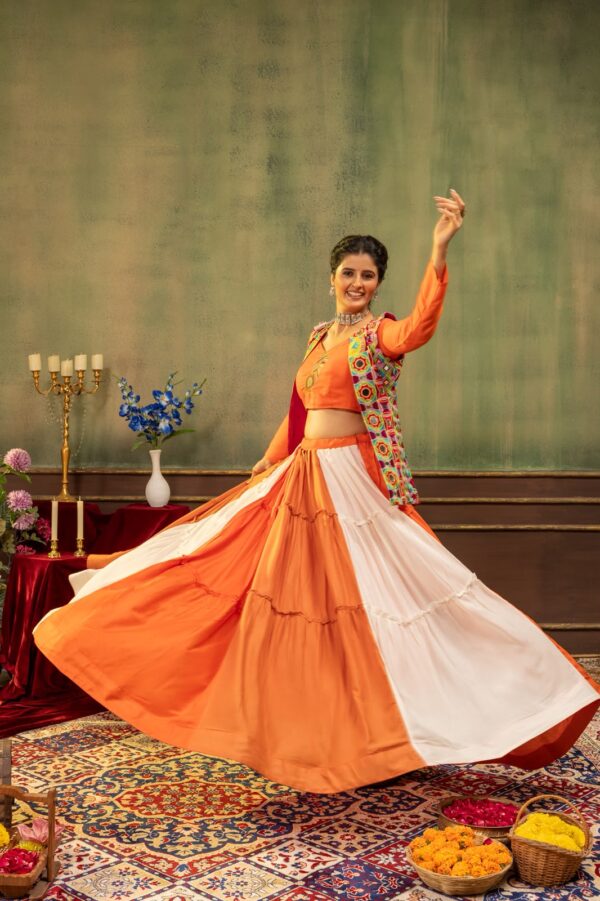 Navratri Special Multi Color Pure Rayon Fabric Koti Style Lehenga