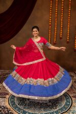 Navratri Special Pink Color Rayon Cotton Fabric Embroidery Work Lehenga