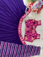 Navratri Special Purple Color Georgette Fabric With Net Ruffle Koti Style Lehenga