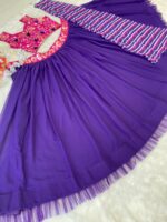 Navratri Special Purple Color Georgette Fabric With Net Ruffle Koti Style Lehenga