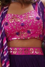 Navratri Special Purple Color Georgette Fabric With Net Ruffle Koti Style Lehenga