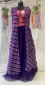 Navratri Special Purple Color Georgette Fabric With Net Ruffle Koti Style Lehenga