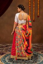 Navratri Special Red Color Faux Georgette Fabric Diamond Work Lehenga