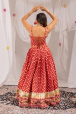 Navratri Special Red Color Pure Cotton Fabric Digital Print With Embroidery Mirror Work Lehenga