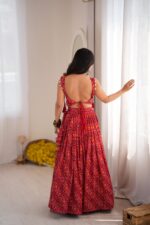Navratri Special Red Color Rayon Fabric Digital Print Work Koti Style Lehenga