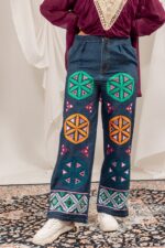 Navratri Special Wine Color Faux Georgette Fabric Real Mirror Hand Work Kediya Jeans Set