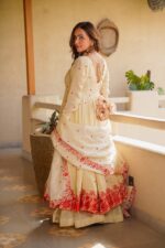 Off White Color Heavy Silk Fabric Sequence With Embroidery Work Gown