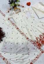 Off White Color Heavy Silk Fabric Sequence With Embroidery Work Gown