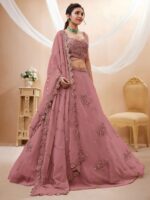 Peach Color Georgette Fabric Sequence With Jari Work Lehenga