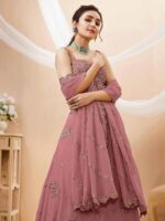 Peach Color Georgette Fabric Sequence With Jari Work Lehenga