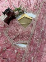Pink Color Fendi Silk Fabric Sequence With Bead Work Saree