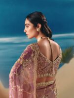Pink Color Fendi Silk Fabric Sequence With Bead Work Saree