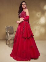 Pink Color Georgette Fabric Sequence With Jari Work Lehenga