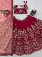 Pink Color Mul Chanderi Fabric Thread With Sequence Work Lehenga