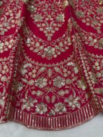 Pink Color Mul Chanderi Fabric Thread With Sequence Work Lehenga