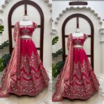 Pink Color Mul Chanderi Fabric Thread With Sequence Work Lehenga