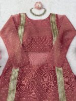 Pink Color Salsa Butti Fabric Fancy Lace Work Top Lehenga Set