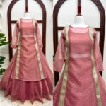 Pink Color Salsa Butti Fabric Fancy Lace Work Top Lehenga Set