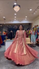 Pink Color Salsa Butti Fabric Fancy Lace Work Top Lehenga Set