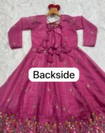 Pink Color Soft Crunchy Silk Fabric Sequence With Thread Work Gown