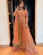Pink Color Star Georgette Fabric Sequence With Jari Thread Work Top Lehenga Set