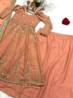 Pink Color Star Georgette Fabric Sequence With Jari Thread Work Top Lehenga Set