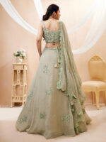 Pista Color Georgette Fabric Sequence With Jari Work Lehenga