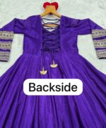 Purple Color Heavy Silk Fabric Sequence With Embroidery Coding Work Gown