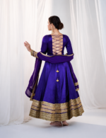 Purple Color Heavy Silk Fabric Sequence With Embroidery Coding Work Gown