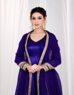 Purple Color Heavy Silk Fabric Sequence With Embroidery Coding Work Gown