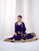 Purple Color Heavy Silk Fabric Sequence With Embroidery Coding Work Gown