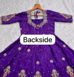 Purple Color Heavy Silk Fabric Sequence With Jari Embroidery Work Gown