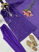 Purple Color Satin Georgette Fabric Digital Print With Sequence Work Suit