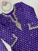 Purple Color Satin Georgette Fabric Digital Print With Sequence Work Suit
