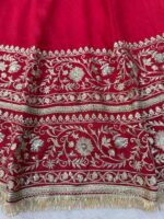 Red Color Vichitra Silk Fabric Thread With Sequence Work Anarkali Suit