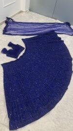 Royal Blue Color Faux Georgette Fabric Sequence Work Lehenga