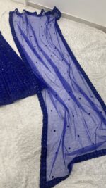 Royal Blue Color Faux Georgette Fabric Sequence Work Lehenga