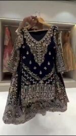 Black Color Faux Georgette Fabric Thread With Sequence Work Palazzo Suit