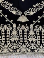 Black Color Faux Georgette Fabric Thread With Sequence Work Palazzo Suit