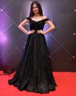 Black Color Velvet Fabric Sequence Work Gown