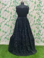 Black Color Velvet Fabric Sequence Work Gown